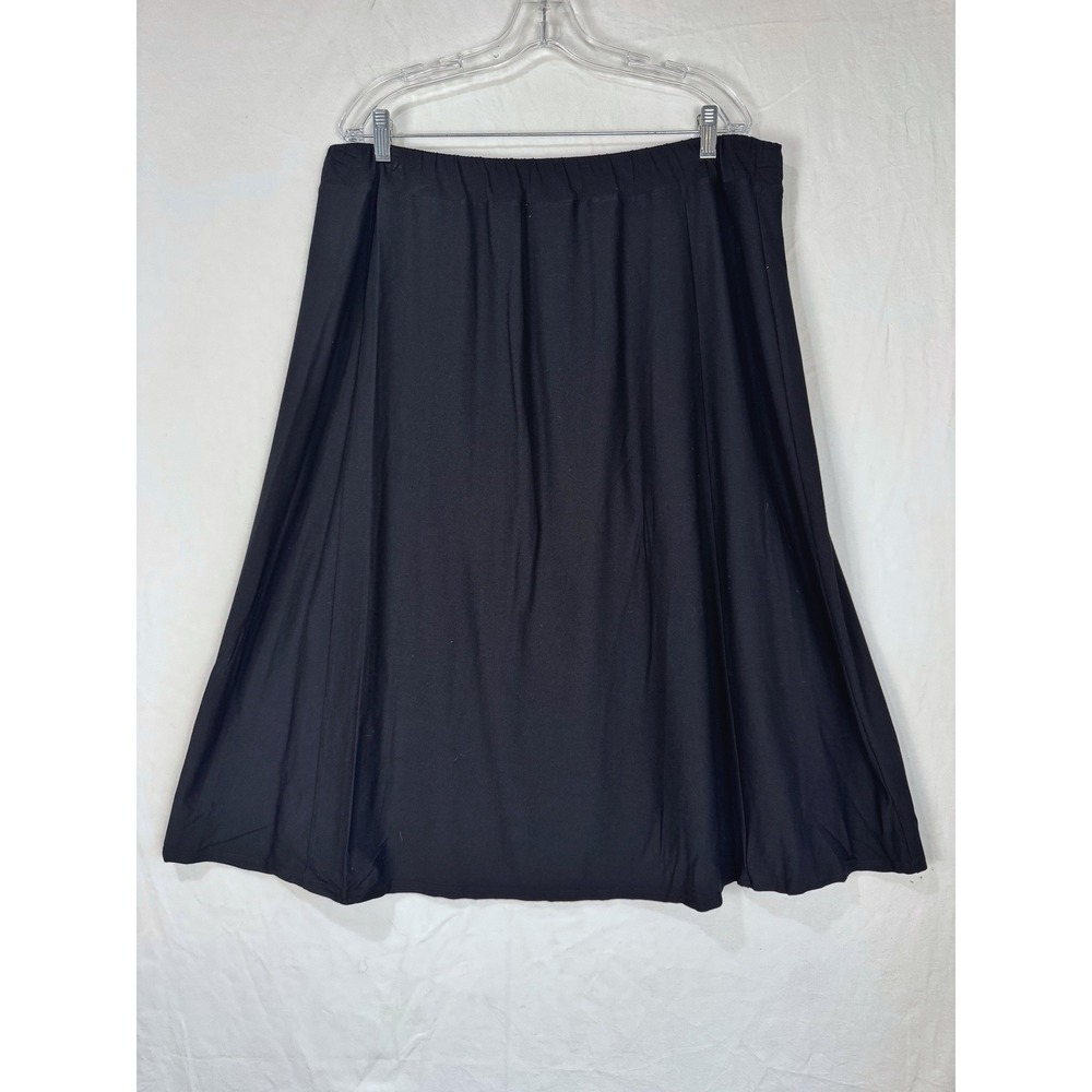 Eileen Fisher Black Lightweight Washable Stretch Crepe Midi Skirt 1X NWT - Picture 2 of 6